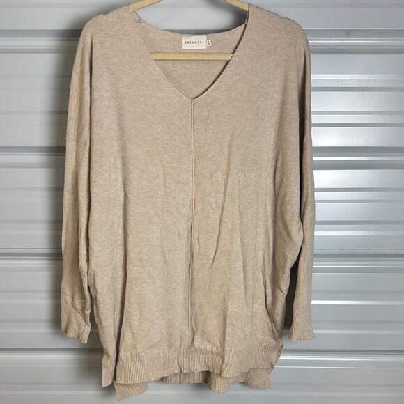 Dreamers Tan Oversized Tunic Blouse - Picture 1 of 9